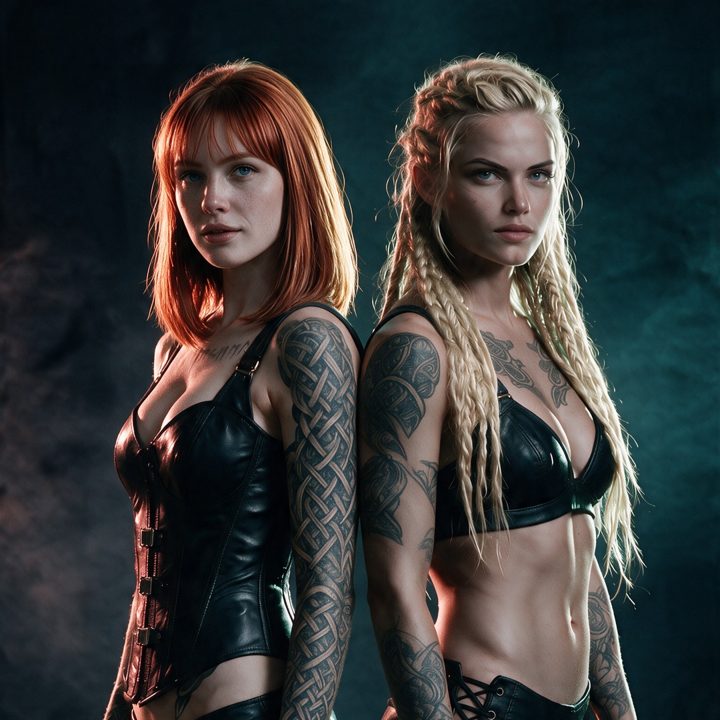 Red Thunder, the copper-haired and the blonde-braided Valkyries